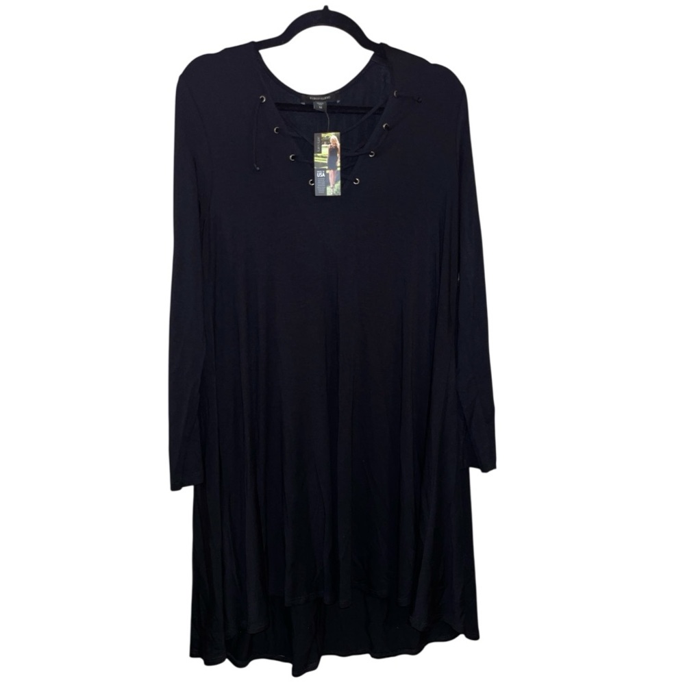 NWT Karen Kane Lace up dress black medium fall minimalist office career wear